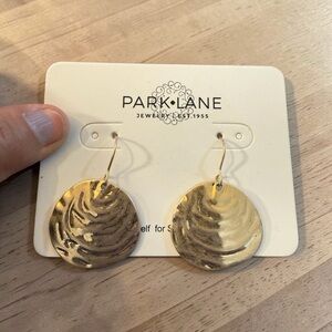 Park Lane Shimmering Gold Hammered Disc Dangle Earrings